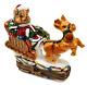 Limoges Teddy Bear Santa In Sleigh Reindeer Trinket Box France Peint Main Hinged
