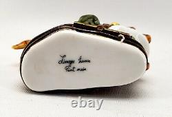 Limoges Teddy Bear Santa in Sleigh Reindeer Trinket Box France Peint Main Hinged