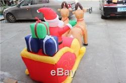 Long Christmas Inflatable Santa on Sleigh 2 Reindeer Yard Decoration Supplies