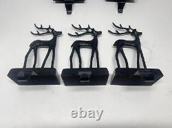 Lot Of 5 Pottery Barn Santa's Sleigh Stag Deer Bronze Metal Stocking Holder Rare