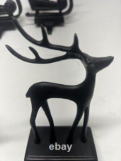 Lot Of 5 Pottery Barn Santa's Sleigh Stag Deer Bronze Metal Stocking Holder Rare