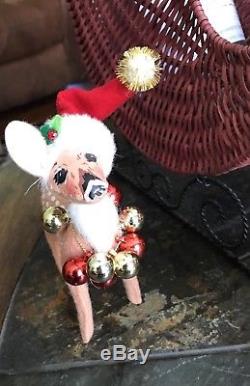 Lot of Christmas Annalee Dolls Santa Claus, 6 Reindeer, 6 Elves with Sleigh