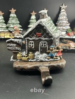 Lulu Decor Cast Iron 6 Christmas Stocking Holders Hangers Reindeer Santa Sleigh