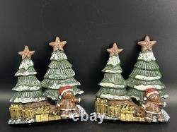 Lulu Decor Cast Iron 6 Christmas Stocking Holders Hangers Reindeer Santa Sleigh