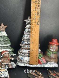 Lulu Decor Cast Iron 6 Christmas Stocking Holders Hangers Reindeer Santa Sleigh