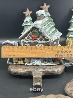 Lulu Decor Cast Iron 6 Christmas Stocking Holders Hangers Reindeer Santa Sleigh