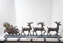 Lulu Decor Santa in Sleigh 3 Reindeer Christmas 5 Stocking Hanger Cast Iron 28