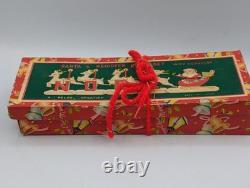 MCM Vintage NOEL Japan SANTA CLAUS w SLEIGH Reindeer Candleholders ORIGINAL BOX