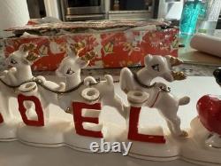 MCM Vintage NOEL Japan SANTA CLAUS w SLEIGH Reindeer Candleholders ORIGINAL BOX