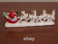 MCM Vintage NOEL Japan SANTA CLAUS w SLEIGH Reindeer Candleholders ORIGINAL BOX