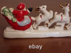 MCM Vintage NOEL Japan SANTA CLAUS w SLEIGH Reindeer Candleholders ORIGINAL BOX