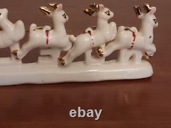MCM Vintage NOEL Japan SANTA CLAUS w SLEIGH Reindeer Candleholders ORIGINAL BOX