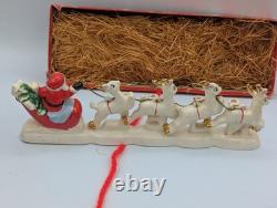 MCM Vintage NOEL Japan SANTA CLAUS w SLEIGH Reindeer Candleholders ORIGINAL BOX