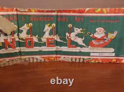MCM Vintage NOEL Japan SANTA CLAUS w SLEIGH Reindeer Candleholders ORIGINAL BOX