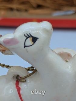 MCM Vintage NOEL Japan SANTA CLAUS w SLEIGH Reindeer Candleholders ORIGINAL BOX