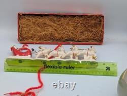 MCM Vintage NOEL Japan SANTA CLAUS w SLEIGH Reindeer Candleholders ORIGINAL BOX