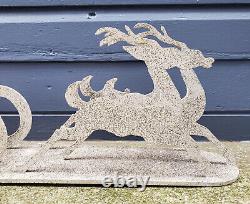 MCM Vintage Wooden Mica Santa Sleigh Sled Reindeer Large Christmas Display 28.5