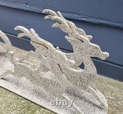 MCM Vintage Wooden Mica Santa Sleigh Sled Reindeer Large Christmas Display 28.5