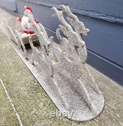 MCM Vintage Wooden Mica Santa Sleigh Sled Reindeer Large Christmas Display 28.5