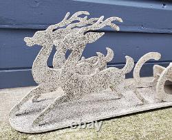 MCM Vintage Wooden Mica Santa Sleigh Sled Reindeer Large Christmas Display 28.5