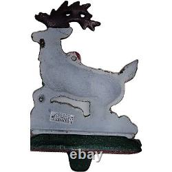 MIDWEST CHRISTMAS STOCKING SANTA in SLEIGH & 4 REINDEER HOLDER Hanger SET