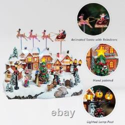 MOMENTS IN TIME Animated Christmas Village Santa Sleigh Reindeer Lighted