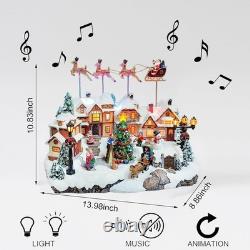 MOMENTS IN TIME Animated Christmas Village Santa Sleigh Reindeer Lighted