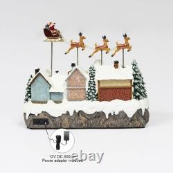 MOMENTS IN TIME Animated Christmas Village Santa Sleigh Reindeer Lighted