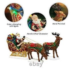 MOMENTS IN TIME Christmas Decor Santa Riding in a Sleigh with Reindeers, Chri
