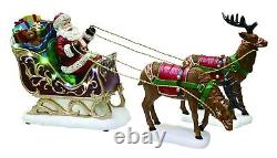 MOMENTS IN TIME Christmas Decor Santa Riding in a Sleigh with Reindeers, Chri