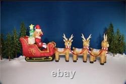 Mariah Carey 12ft Christmas Inflatable Santa Sleigh +3 Reindeer Outdoor -RETIRED