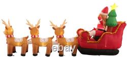 Mariah Carey 12ft Christmas Inflatable Santa Sleigh +3 Reindeer Outdoor -RETIRED