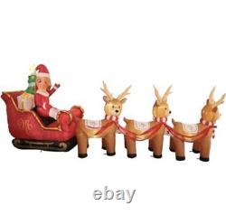 Mariah Carey 12ft Christmas Inflatable Santa Sleigh +3 Reindeer Outdoor -RETIRED