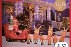 Mariah Carey 12ft Christmas Inflatable Santa Sleigh +3 Reindeer Outdoor -RETIRED