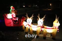 Mariah Carey 12ft Christmas Inflatable Santa Sleigh +3 Reindeer Outdoor -RETIRED