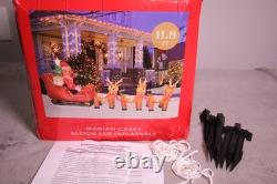 Mariah Carey 12ft Christmas Inflatable Santa Sleigh +3 Reindeer Outdoor -RETIRED