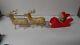 Marvelous Old 16l Celluloid Santa In Sled With 2 Glass Eye Celluloid Reindeer