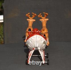 Mechanical Cast Iron Santa Sled & Reindeer on Wheels Reindeer Go Up & Down