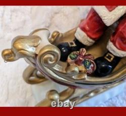 Member's Mark Christmas Santa Sleigh withReindeer LARGE Centerpiece Decor withBox A+