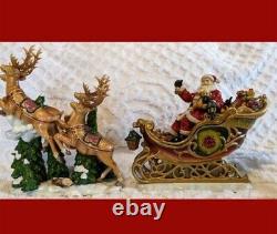 Member's Mark Christmas Santa Sleigh withReindeer LARGE Centerpiece Decor withBox A+