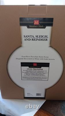 Member's Mark Porcelain Santa Sleigh & 2 Reindeer in Original Box 2005 Member's Mark Porcelain Santa Sleigh & 2 Reindeer in Original Box 2005