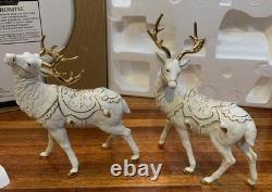 Member's Mark Porcelain Santa Sleigh & 2 Reindeer in Original Box 2005