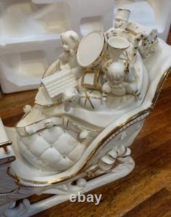 Member's Mark Porcelain Santa Sleigh & 2 Reindeer in Original Box 2005