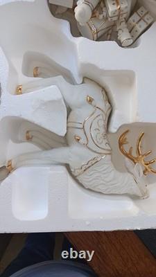 Member's Mark Porcelain Santa Sleigh & 2 Reindeer in Original Box 2005 Member's Mark Porcelain Santa Sleigh & 2 Reindeer in Original Box 2005
