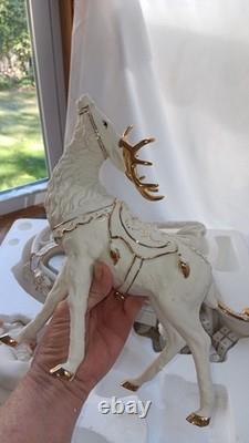 Member's Mark Porcelain Santa Sleigh & 2 Reindeer in Original Box 2005 Member's Mark Porcelain Santa Sleigh & 2 Reindeer in Original Box 2005