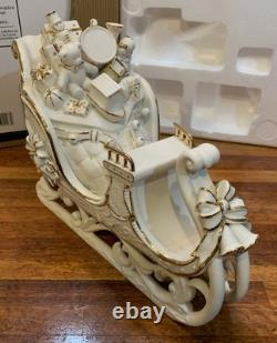 Member's Mark Porcelain Santa Sleigh & 2 Reindeer in Original Box 2005