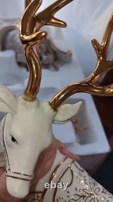 Member's Mark Porcelain Santa Sleigh & 2 Reindeer in Original Box 2005 Member's Mark Porcelain Santa Sleigh & 2 Reindeer in Original Box 2005