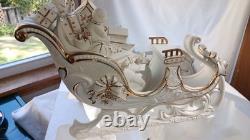 Member's Mark Porcelain Santa Sleigh & 2 Reindeer in Original Box 2005 Member's Mark Porcelain Santa Sleigh & 2 Reindeer in Original Box 2005