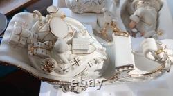 Member's Mark Porcelain Santa Sleigh & 2 Reindeer in Original Box 2005 Member's Mark Porcelain Santa Sleigh & 2 Reindeer in Original Box 2005
