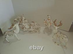 Member's Mark Porcelain Santa Sleigh & Reindeer Christmas Decoration In Box 2005